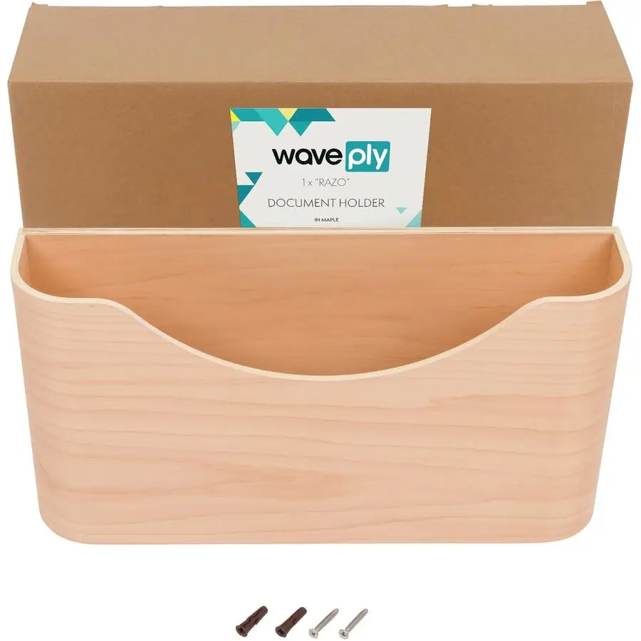 Wall Mounted Document Holder. Office File Organizer. Hallway Mail Organizer. Folder Rack. Magazine Storage Caddy Maple