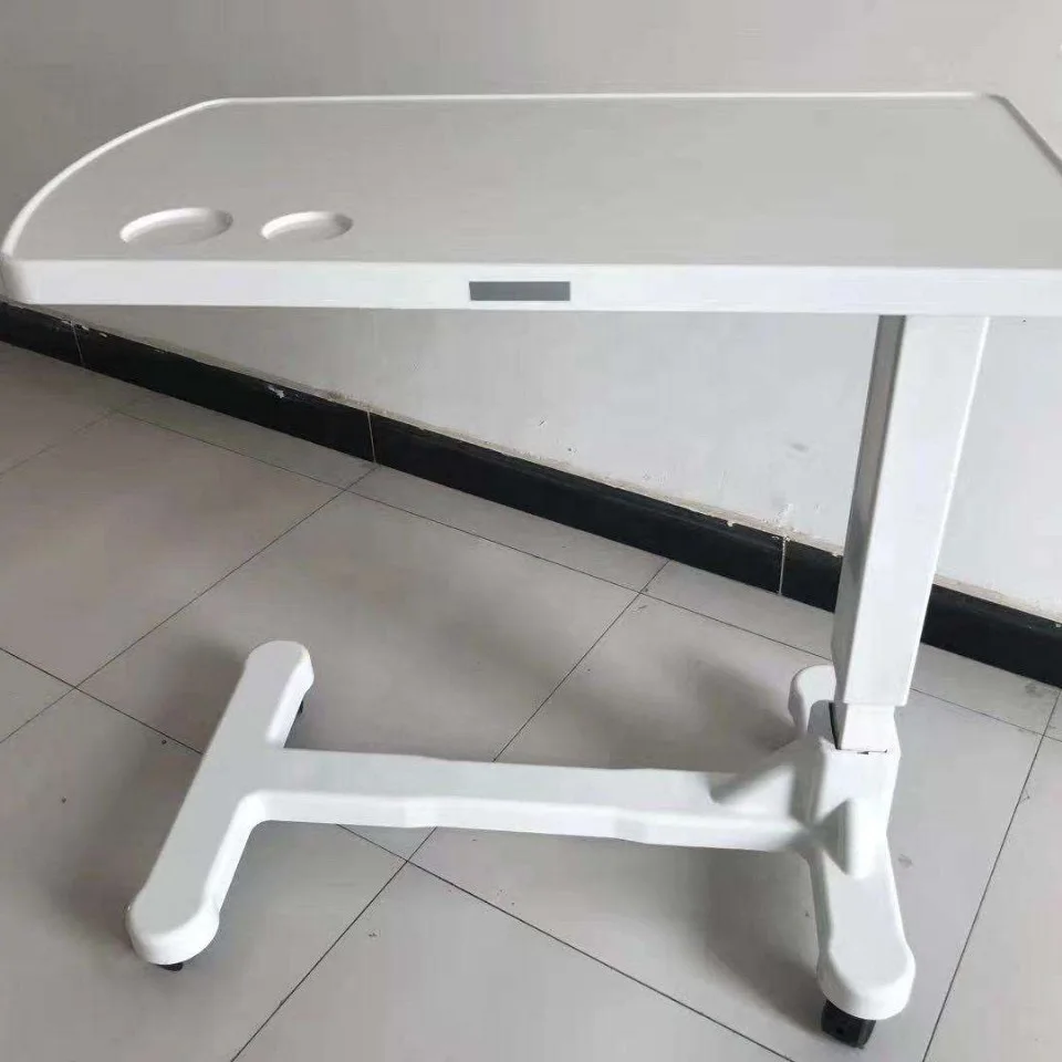 Multifunctional Hospital Bed Table – Foldable Height Adjustable Overbed Dining Table with Wheels for Home Care