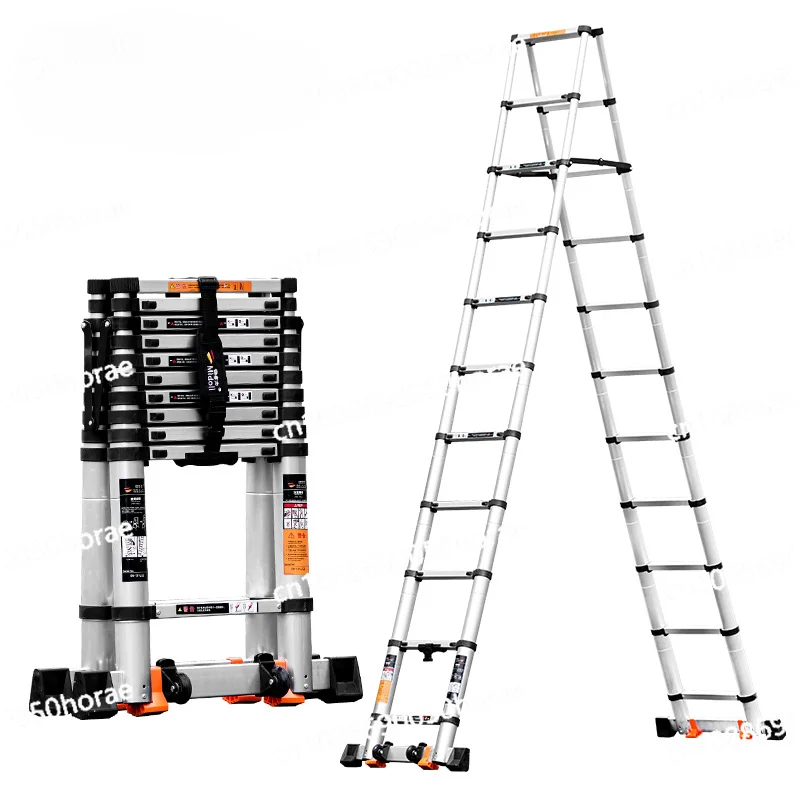 Magnesium Alloy Multi Force Telescopic, Aluminum Alloy Thickened Engineering Folding Ladder, Portable Lifting