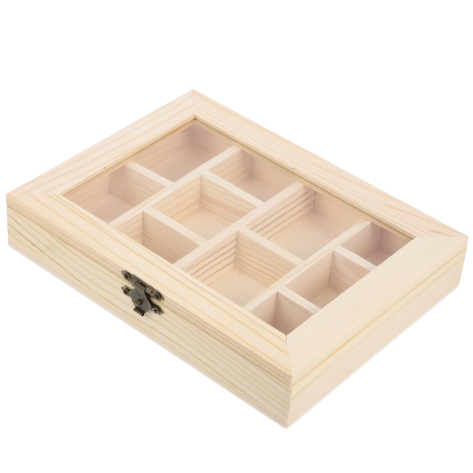 

Blank Jewelry Organizer Box DIY Compartment Jewelry Box Unfinished Wooden Storage Box with Clear Lid