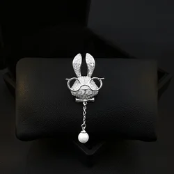 Glasses Rabbit Brooch Exquisite Bunny Lapel Pin for Women Luxury Elegant Alloy Jewelry Gift for Shawl Coat Bag Backpack Decor