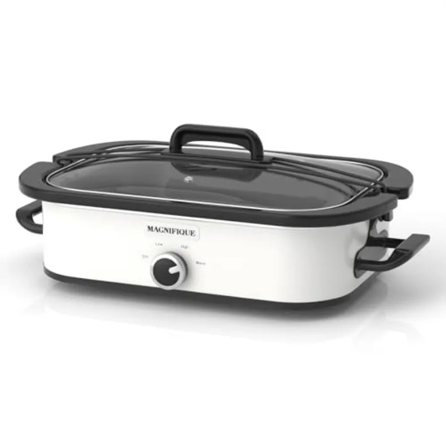 

4-Quart Slow Cooker with Casserole Manual Warm Setting - White Kitchen Small Appliance for Family Dinners Dishwasher Safe Crock