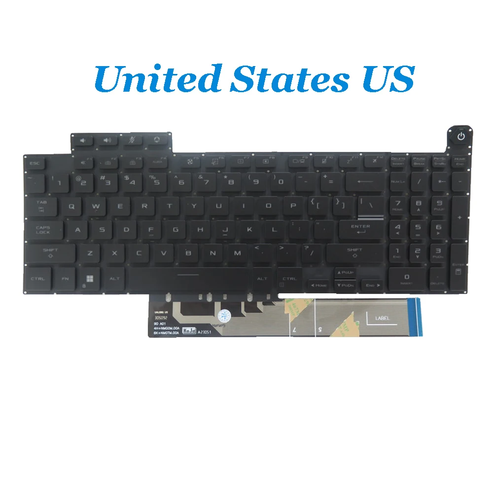 

Клавиатура США для ASUS TUF Gaming A16 V210826HS1 0KNR0-691LUS00 6037B0244301, черная, без рамки с подсветкой