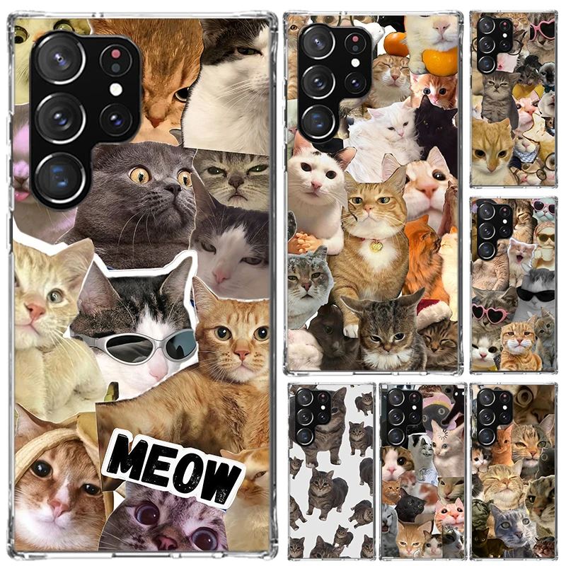 Crying Cat Memes Phone Case for Samsung Galaxy S26 S24 S23 Ultra S25 Edge S22 S21 Plus S20 FE + Soft Print Shell Funda Galaxy S2