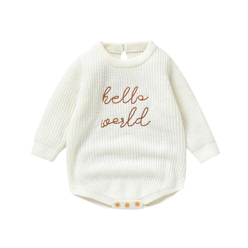 Baby Girls Boys Sweater Rompers Letter Embroidery Long Sleeve Infant Bodysuits Fall Clothes