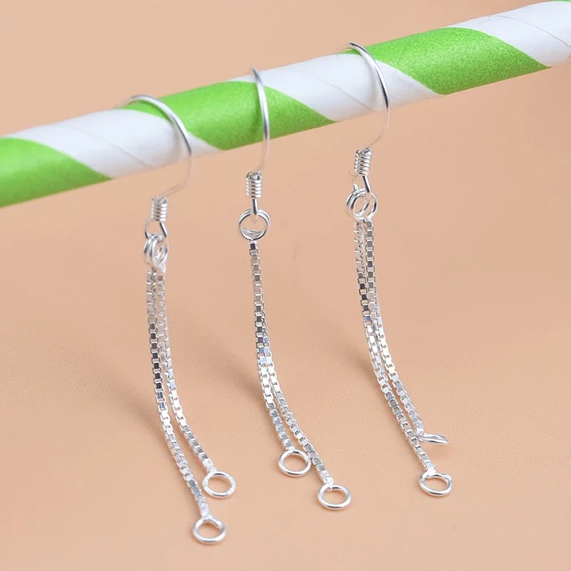 s925 sterling silver double box lug hook handmade DIY jewelry accessories for women