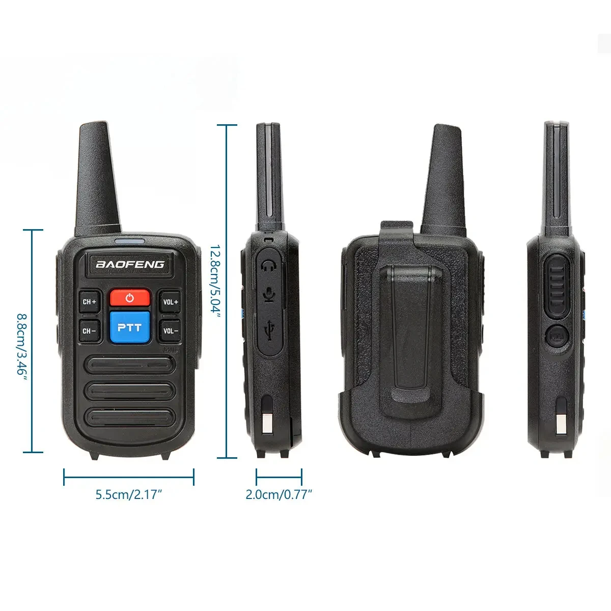 Baofeng BF-C50 2 uds Mini Walkie Talkie niños Radioaficionado portátil Comunicador UHF 400-470MHz Radio bidireccional de doble banda transceptor HF