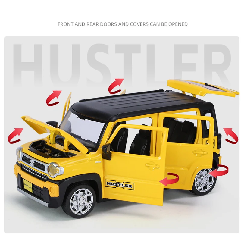 1:22 SUZUKI HUSTLER SUV aluminiowy Model samochodu Diecasts metalowe samochody terenowe Model dźwięk i światło symulacja zabawki dla dzieci