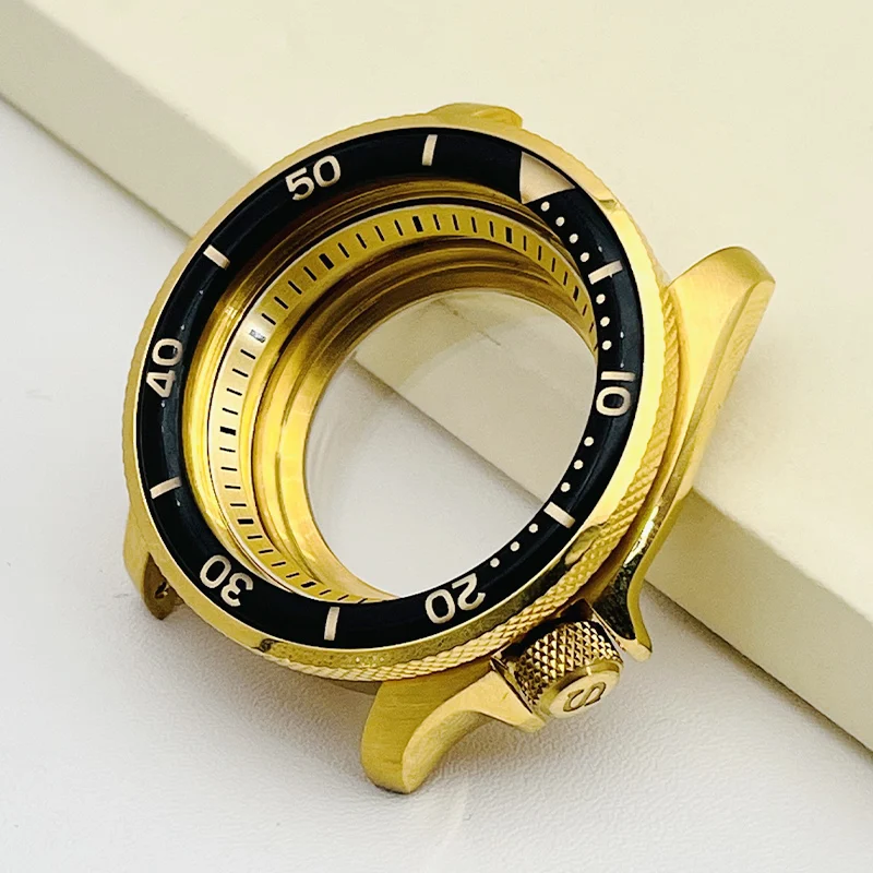 41mm Mod Gold Watch Case NH35 Case fit Seiko SKX007 SRPD for NH35 NH36 Watch Movement Transparent Back Case 20ATM Man Watch Case