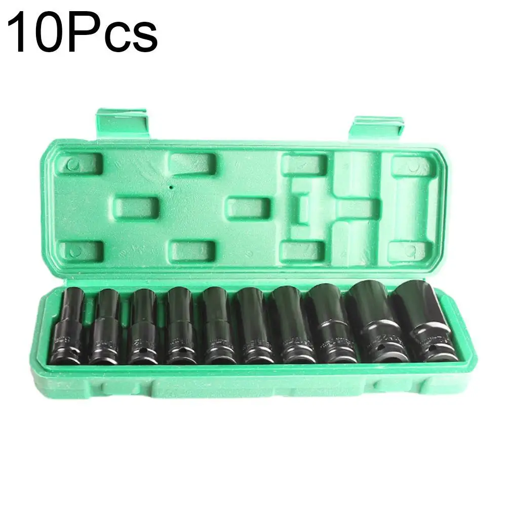 10pcs 8-32mm Electric Wrench Socket Head Extension Complete Set Of Air Cannon Socket,Hexagonal Screwdriver Socket Set