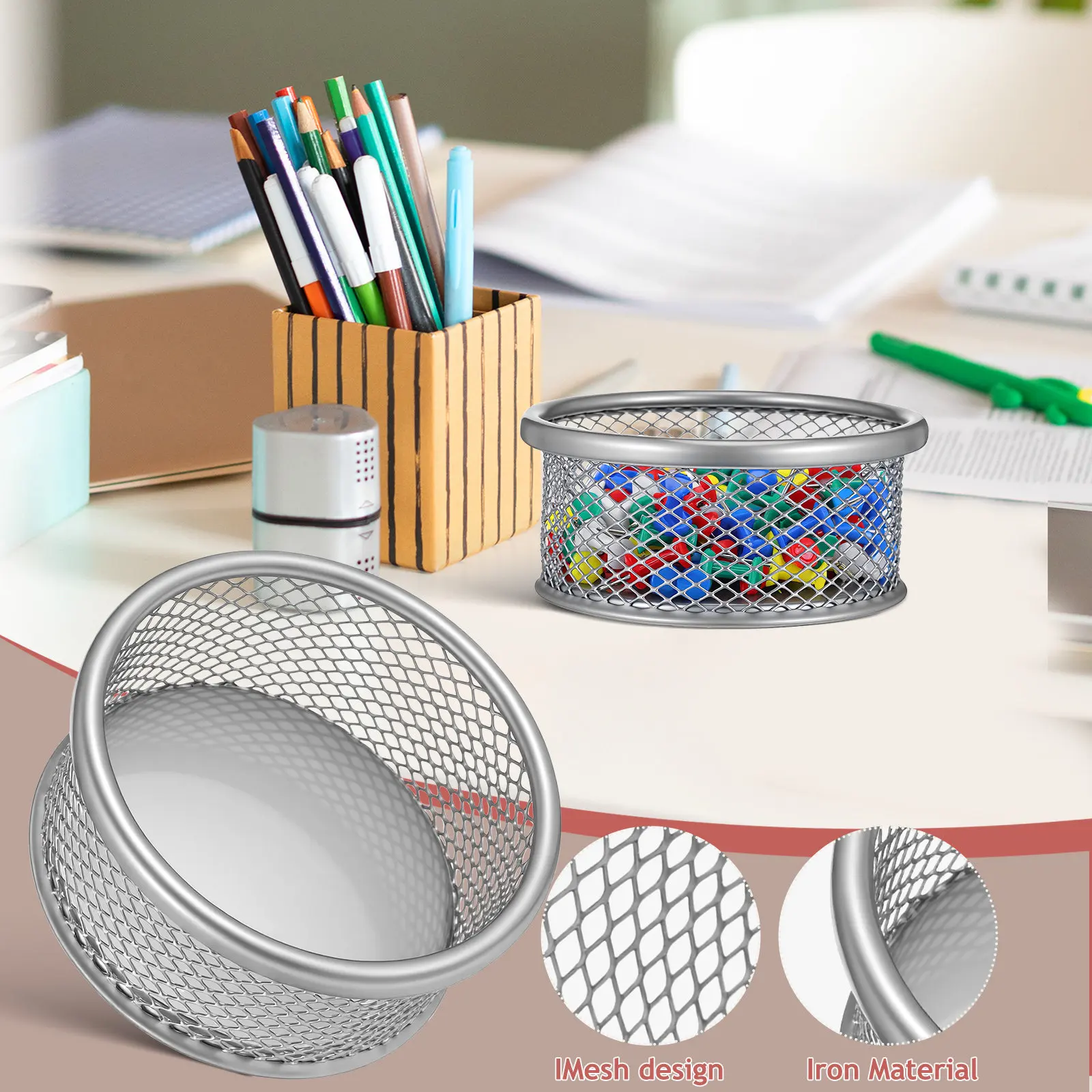 4Pcs Stackable Mesh Paper Clip Holders Desktop Organizers for Office Desk Sundries Storage