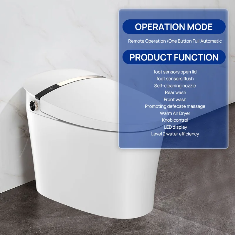 JOMOO Bagno Telecomando Sedile WC intelligente riscaldato WC intelligente bianco WC in ceramica con scarico automatico con sensore piede