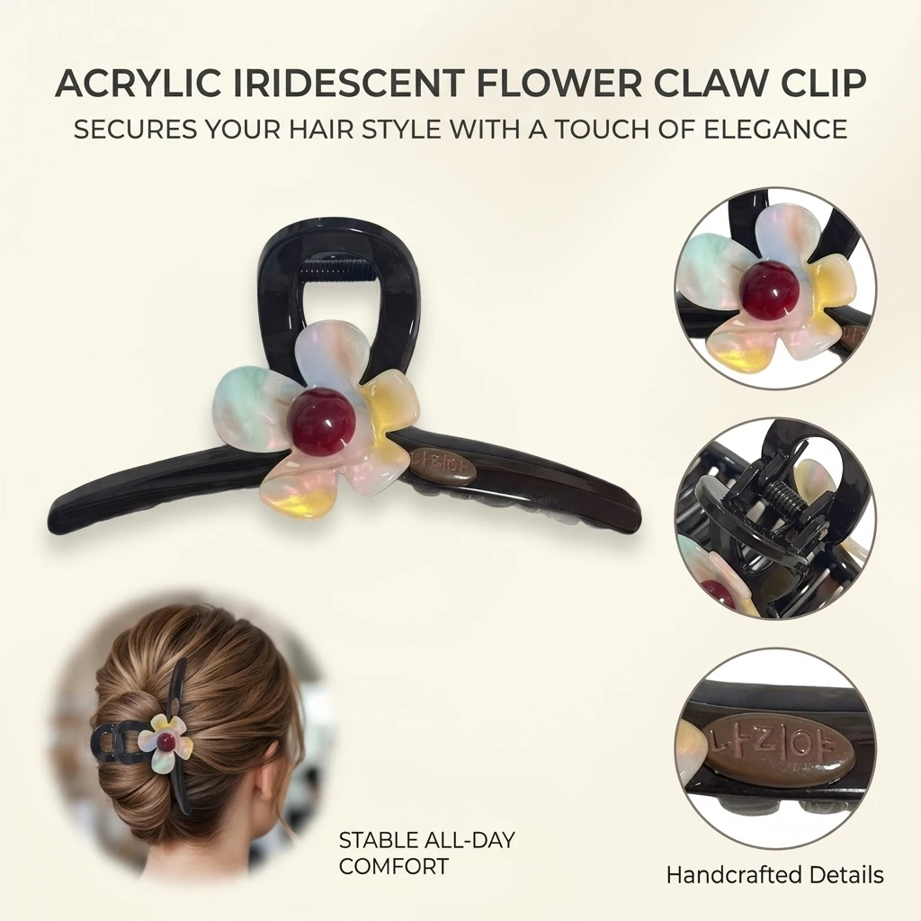 Herbst/Winter Wollmischung Farbblock Doppel-Schleife Haarspange Große Haarklammer für den Hinterkopf Neues Stylisches Haaraccessoire – Detail 8