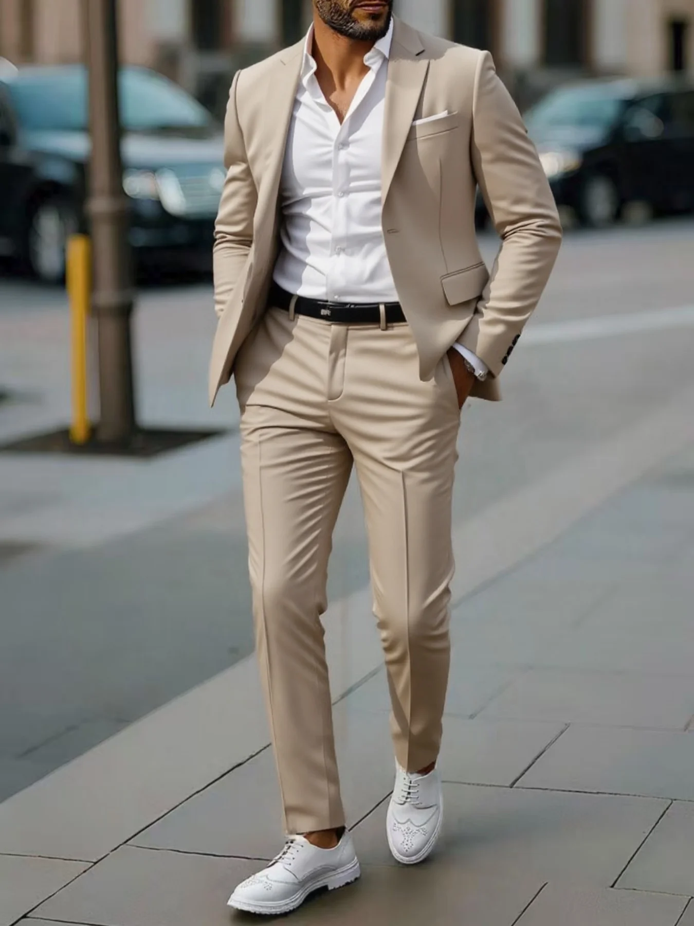 

2pcs Men's Party & Wedding Suit Set, Jacket And Trousers, Elegant Wear for Prom, Banquet And Celebration