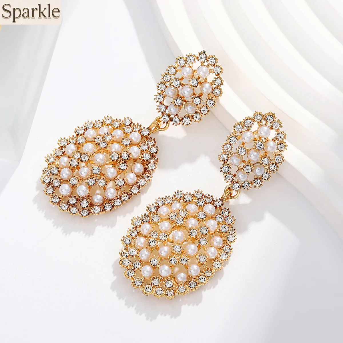 

Luxurious Pearl Earrings Studded With Zircons Dangle Earrings for Women Elegant Girls Gift Drop Earrings Wedding Party New