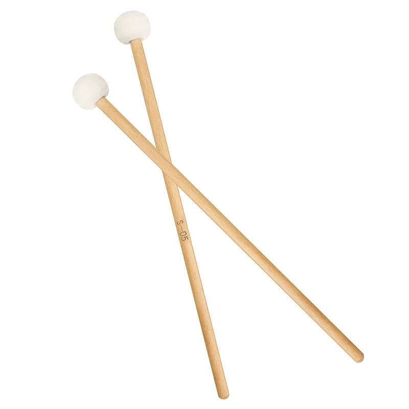 2 Pieces Double Head Drum Cymbal Gong Mallet Soft Hammer Sticks Mallets Rods Felt Hammer 385Mm