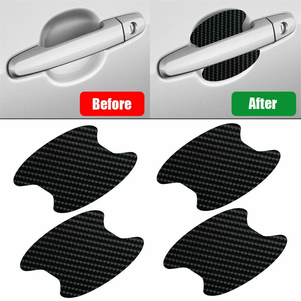 Car Door Handle Stickers Accessories Film Stickers Waterproof Car Door Handle Carbon Fiber Vinyl Car Door Handle