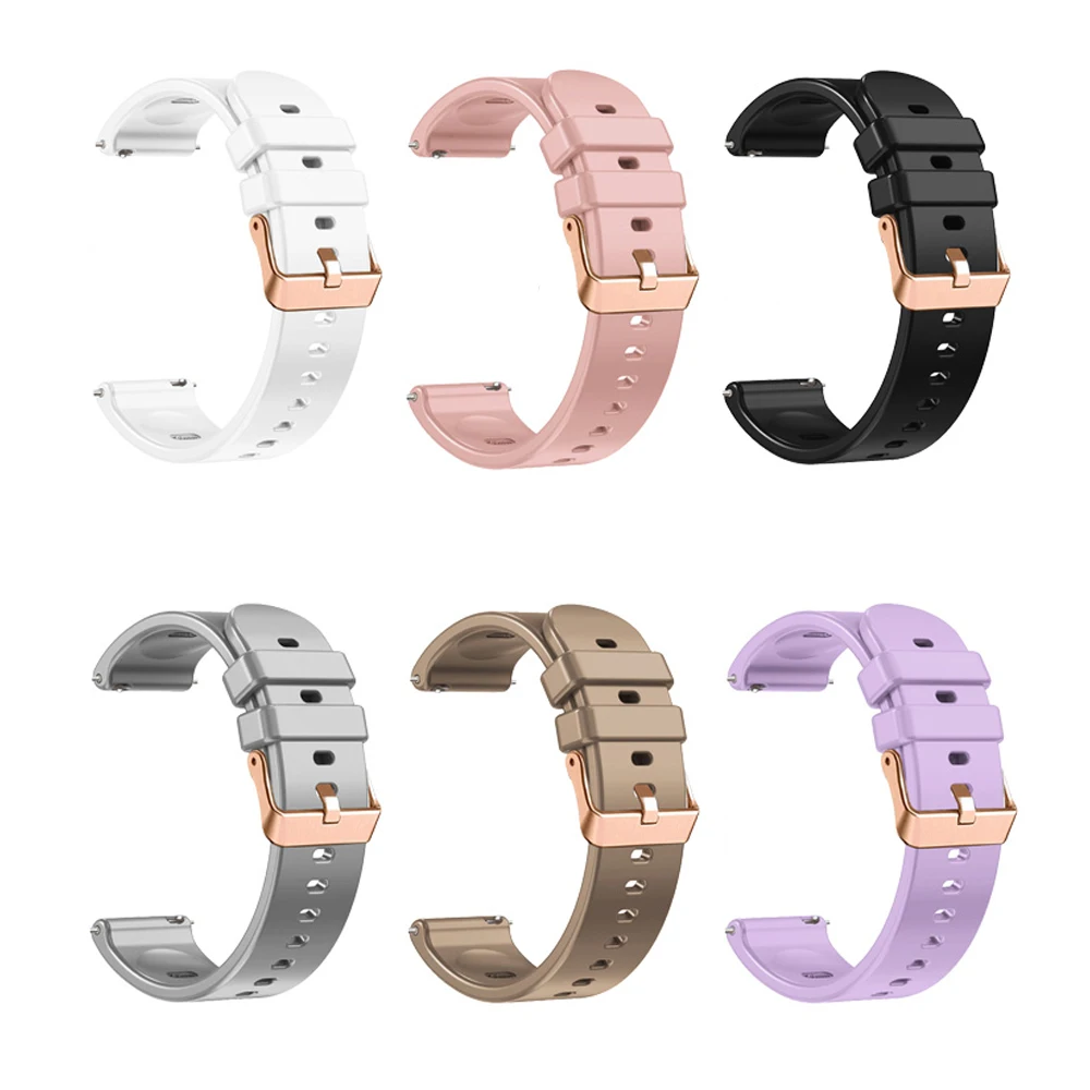 Vivoactive 3 Smart Watch Strap Bracelet For Garmin Venu 2 Plus SQ 2 Forerunner 245 645 Silicone Rose Gold Buckle 20mm Wristbands