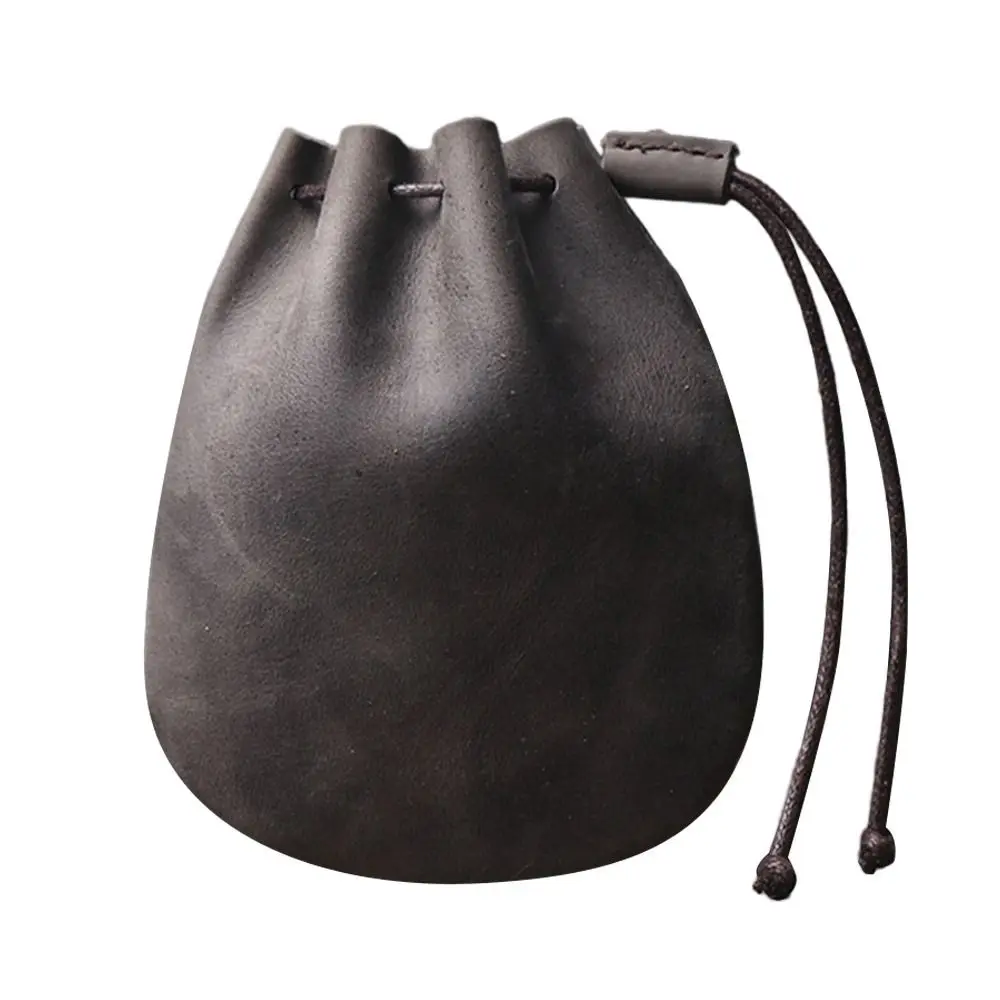 Exquisite Leather Coin Pouch Drawstring Strap Multicolour Wallet Purse Travel