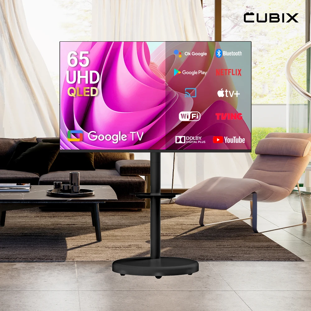 إصدار متحرك من Cubix باللون الأسود samtan by me 165 سم 65 بوصة qled uhd 4k طقم تلفزيون ذكي تلفزيون محمول samtenbyme xiaobaimi Stand by me