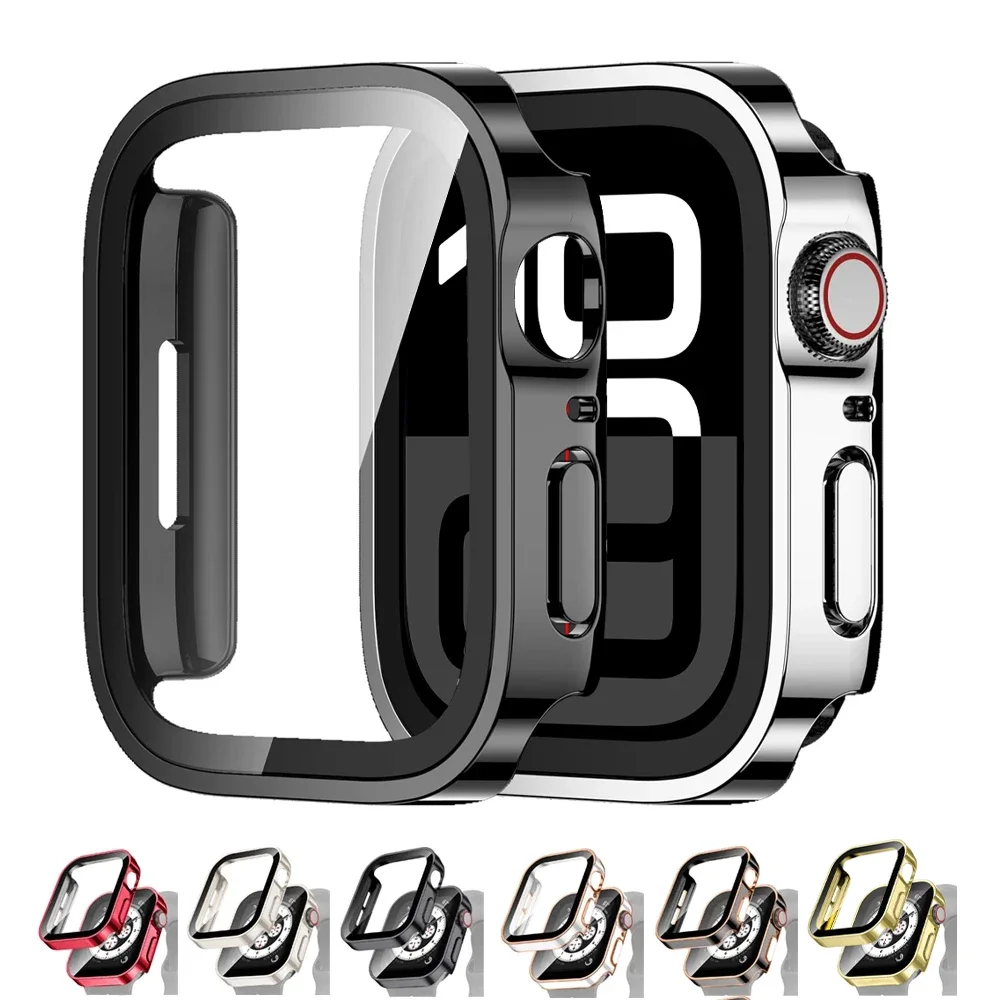 Pelindung Layar untuk Apple Watch Case 46mm 42mm 45mm 44mm 49mm 41mm 40mm Tempered Series 10 7 8 9 SE 6 5 4 Ultra 2