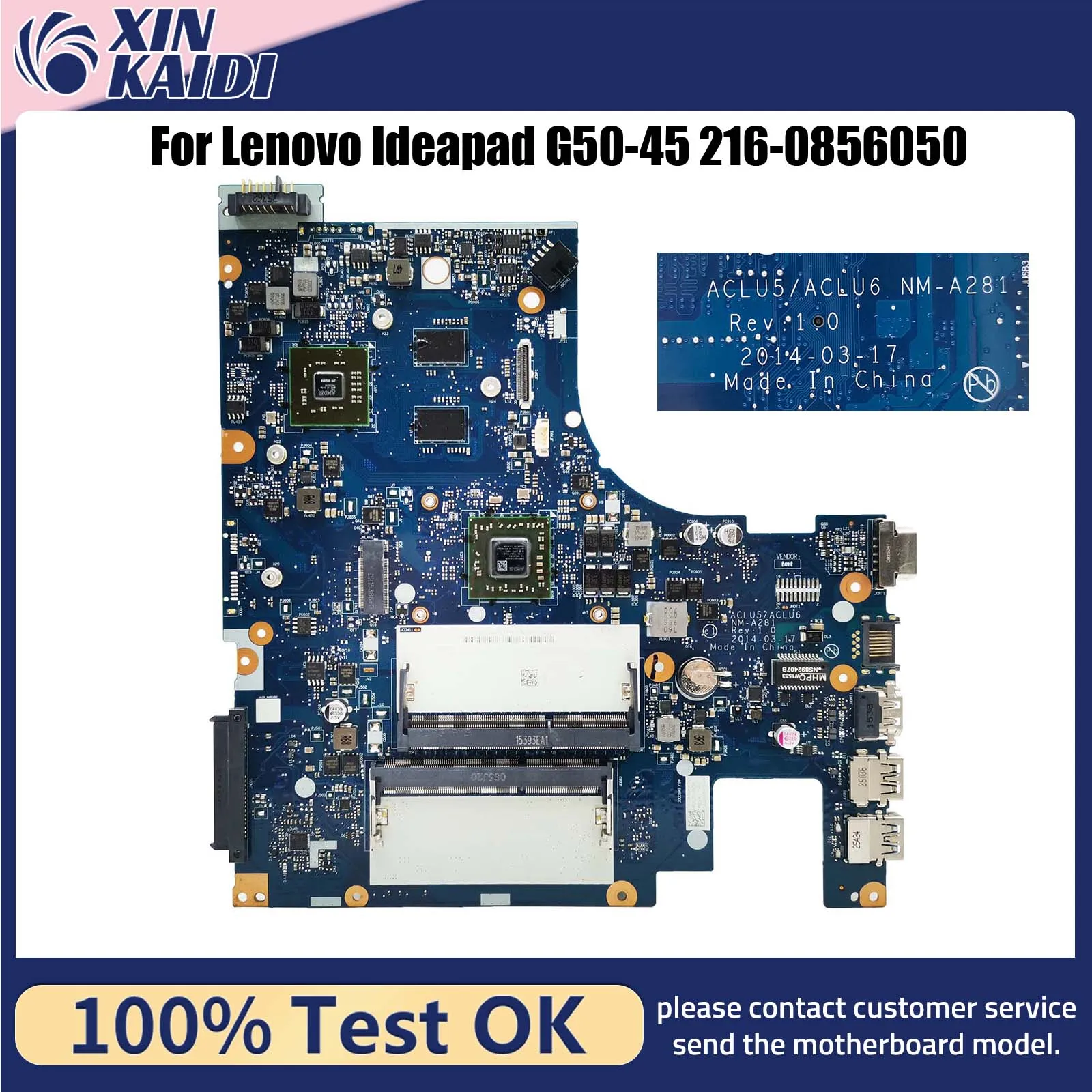 NM-A281 Motherboard For Lenovo Ideapad G50-45 216-0856050 15inch Laptop A8-6410 CPU DDR3L Full Tested