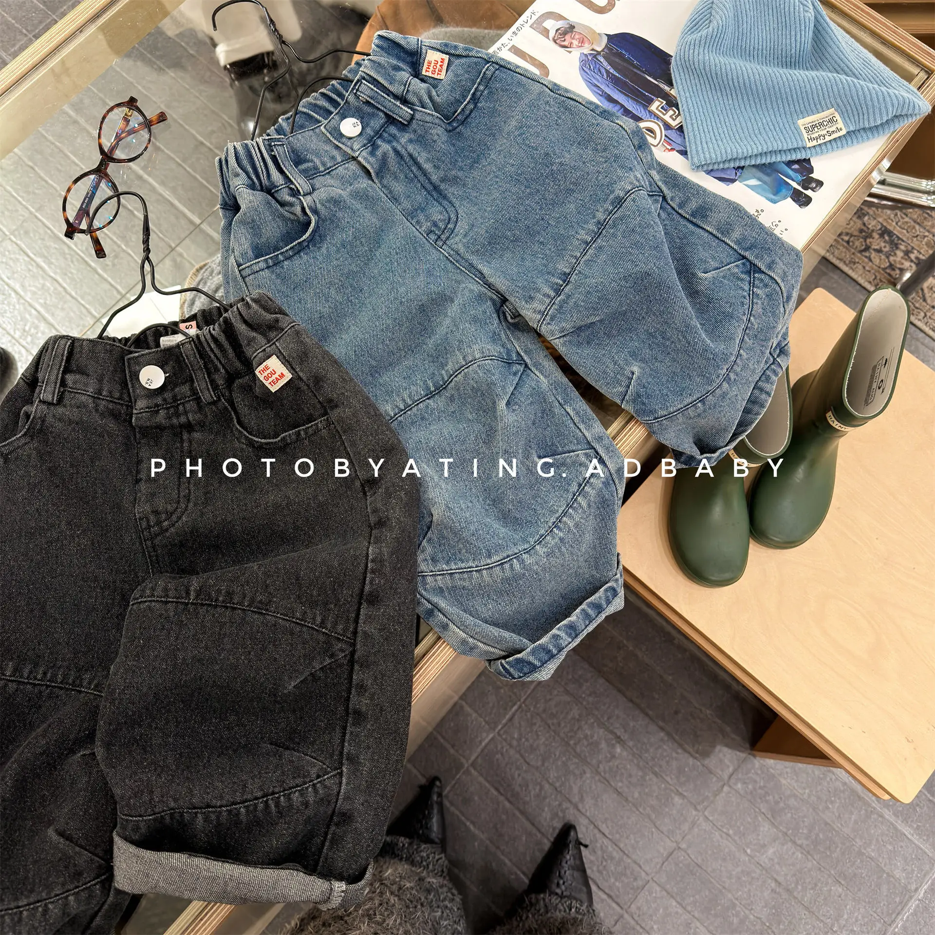 2026 Spring Kids Korean Style Denim Pants for Boys Girls Children's Long Trousers Cargo Crotch Drop Harem Pants Toddler Jeans 6