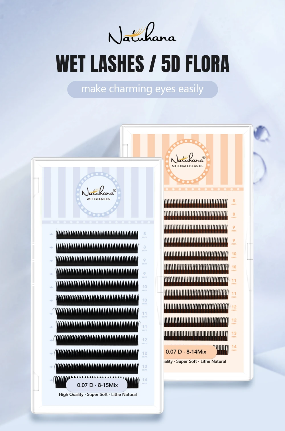 NATUHANA DIY 5D Feen-Wimpernverlängerungen, Spiky Cluster Premade Fans, Wispy Fluffy Faux Mink Falsche Wimpern, Natürliches Make-up – Detail 1