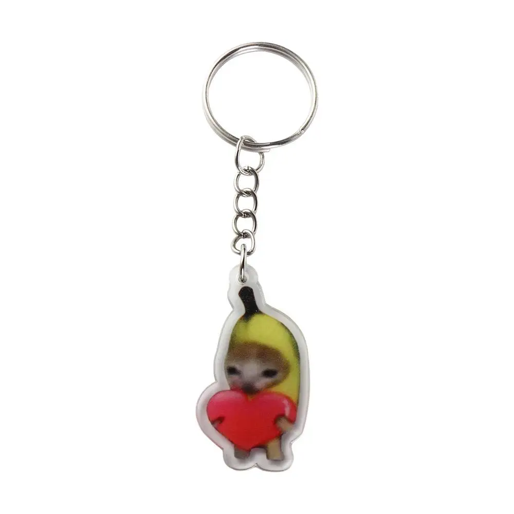 Banana Cat Happy Banana Cat Keychain Pendant Keyrings Banana Cat Mobile Phone Chain Cartoon PVC Banana Cat Pendant Male/Female
