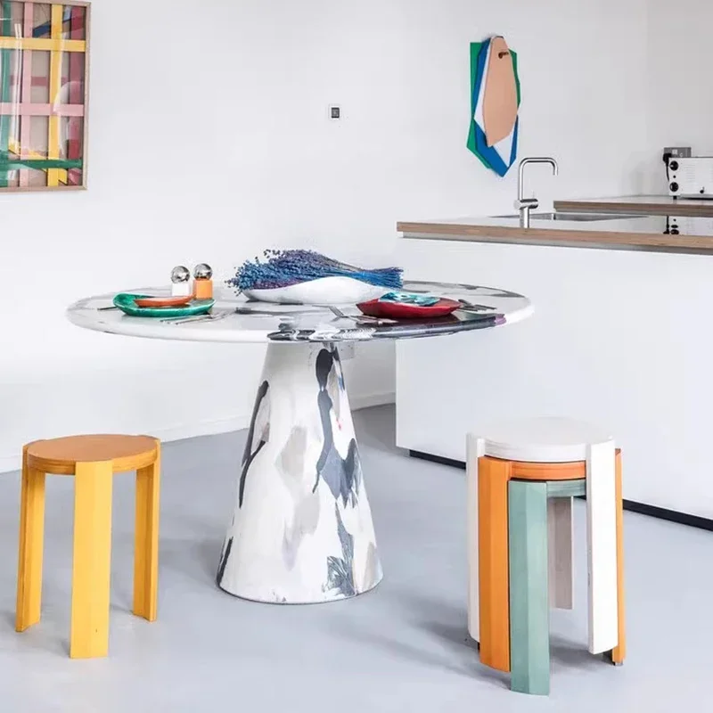 

Обеденные столы в скандинавском стиле, современные простые круглые столы для кухни и гостиной, столы с ножками из массива дерева, мебель для столовой, Mesas FYDT