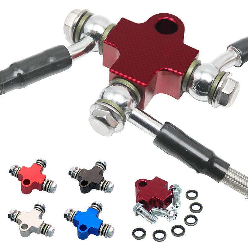 

Motorcycle Brake Hose Dual disc brakes two three-way Interface Motocross Brake Oil Hose Extender Connector Adapte Dual Calipers