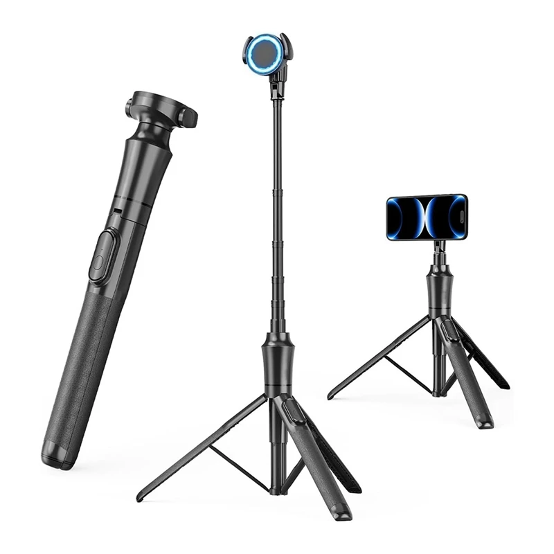 

Magnetic Selfie Stick Phone Tripod With Wireless Remote, Extendable Cell Phone Tripod Stand, Compatible With Magsafe