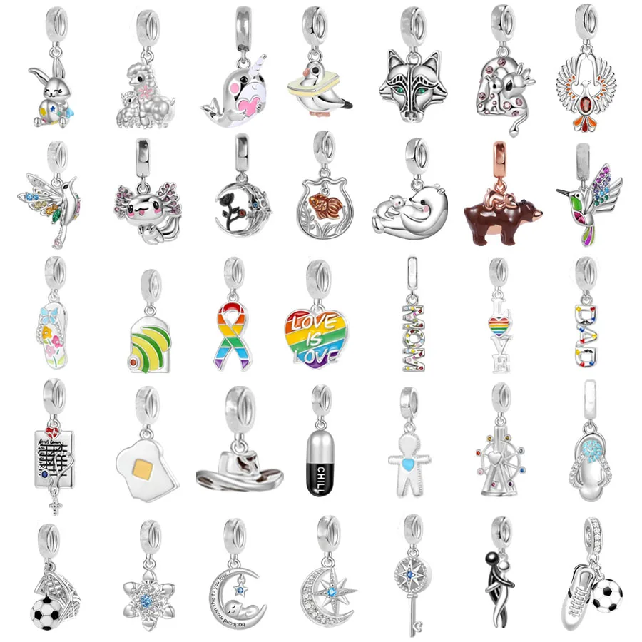 

Hot DIY Silver-Plated Mexican Axolotl、Cheerful Goldfish、Bunny Egg Dangle Charm Bead Fit Original Europeans Bracelet Jewelry Gift