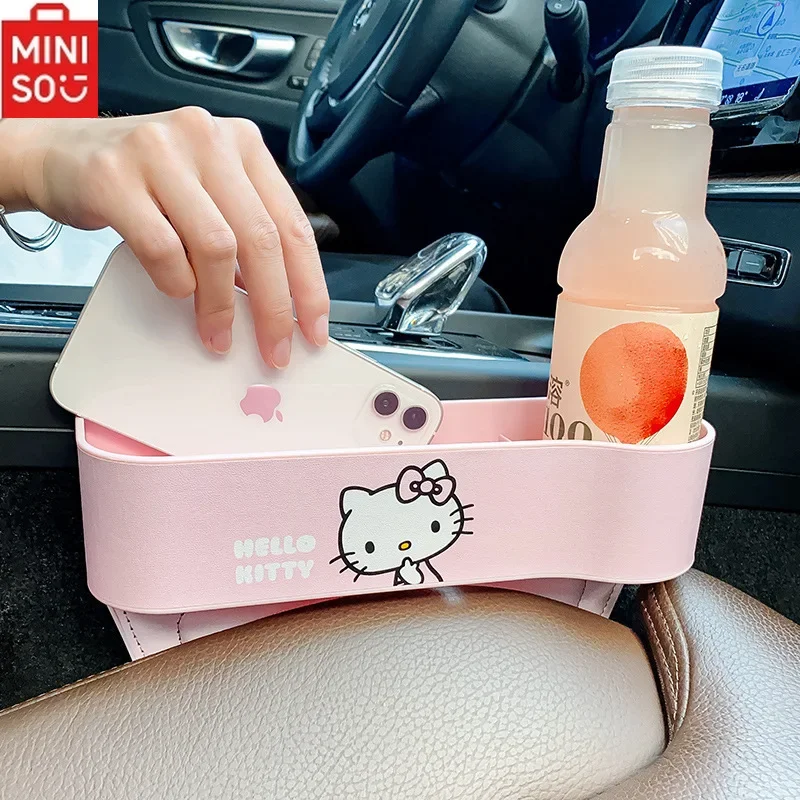 

MINISO HelloKitty Car Seat Gap Storage Box Car Decoration Kawaii Ladies Car Center Control Multifunctional Cartoon Storage Box