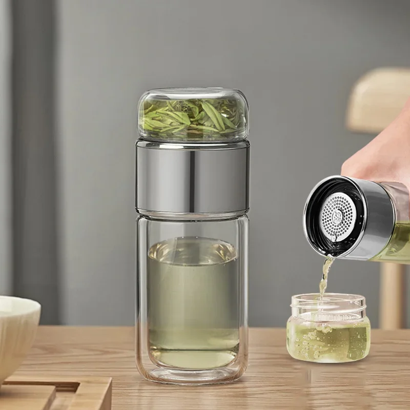 

490ML Tea Separation Tea Cup Double-layer Glass Cup Portable and Creative Filtering Anti Scalding Water Cup