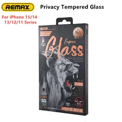 Remax 9D Anti Peeping Privacy Tempered Glass For iPhone 15 15Pro 14/13/12 Series Screen Protector Eye Protection