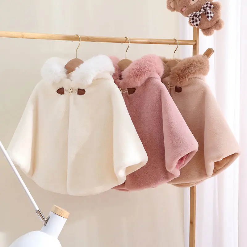 Neugeborenen Kinder Cape 2025, Herbst Winter Neue Jungen Mädchen Mode Schatz Warme Mantel Einfarbig Weiche Kapuze Verdicken Mantel