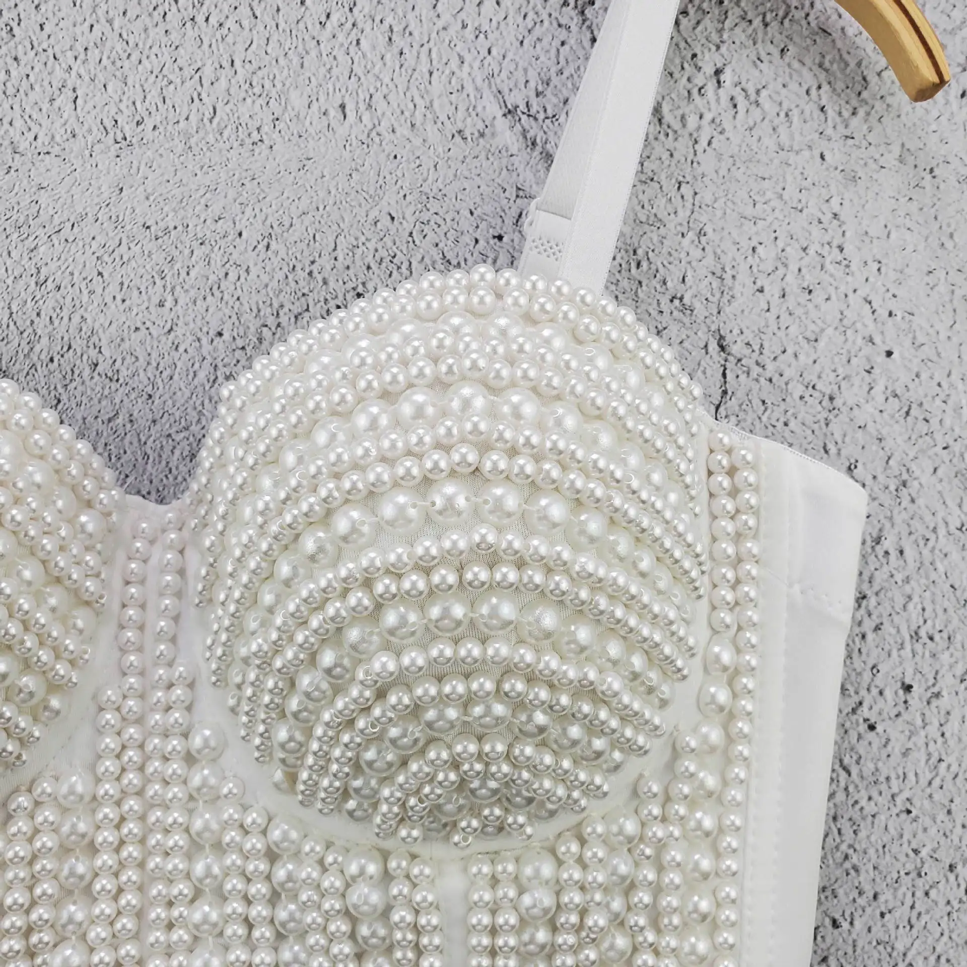 S972 Dropship Luxury Tube Tops Fashion Clothes Sweet Memory Beautiful Backless Strapless Top with Bubble Beads Underwear