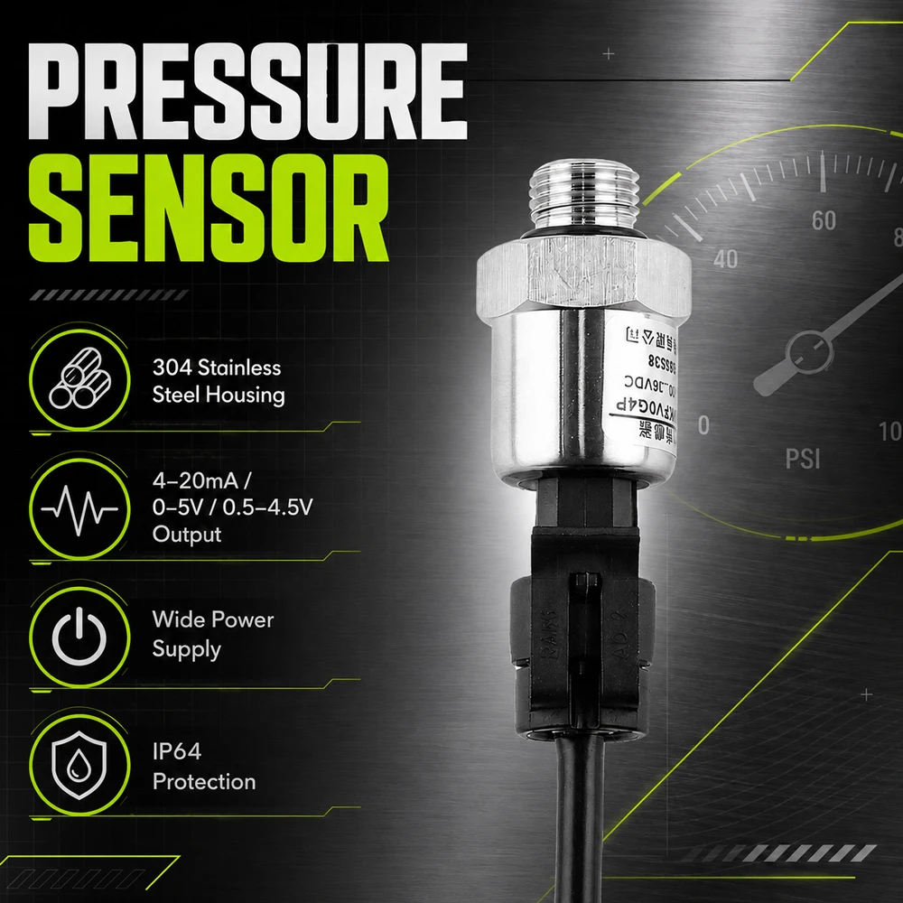 -100kpa-0kpa -100kpa-100kpa High Precision Vacuum Negative Pressure Sensor Gas Pressure Transmitter G1/4 Thread 0-5V Output