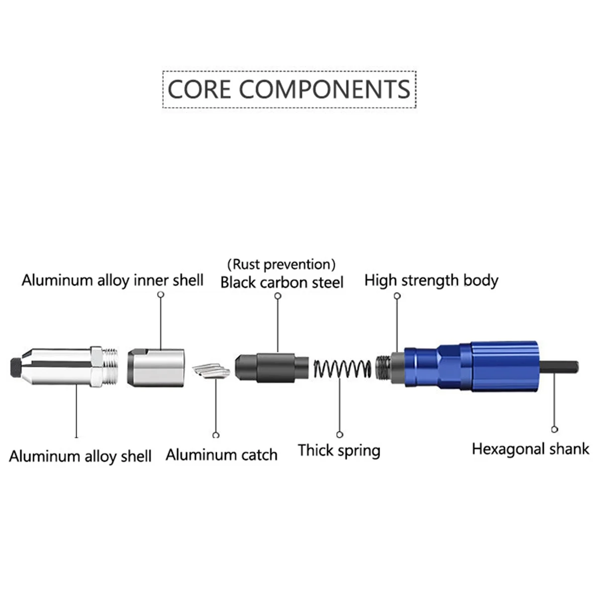 

2.4-4.8mm Electric Rivet Adapter Home Cordless Riveting Tool Insert Nut Pull Riveting Tool Suitable for Electric Drills