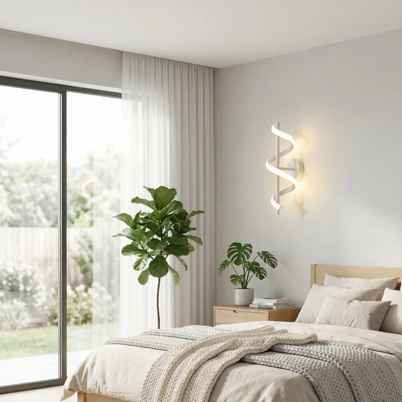 

1pc Linear Spiral Aluminum Dimming PVC Shade Lantern Light Luxury Lamp Wall for Corridor Bedside Living Room
