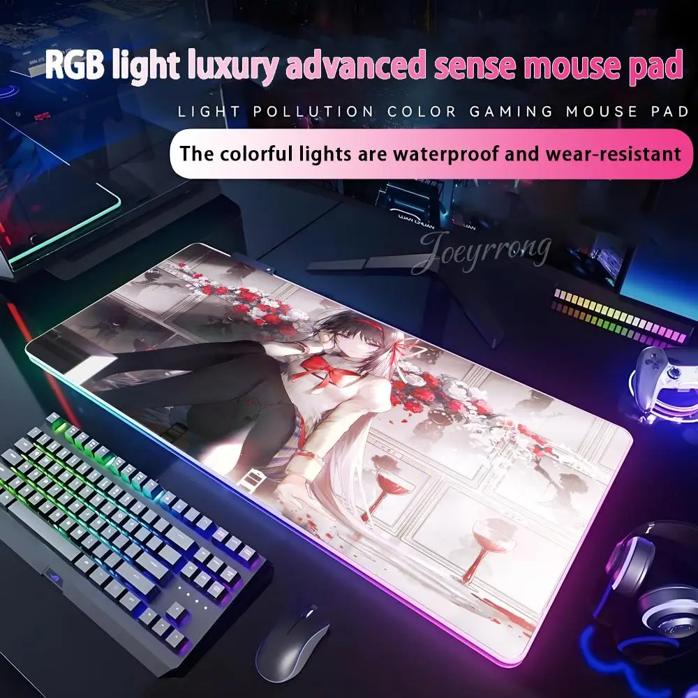

Коврик для мыши Puella Magi Madoka Magica RGB, расширенная игровая клавиатура, семь цветов, светодиодные коврики, большие, 1000x500 мм, XXL, геймер