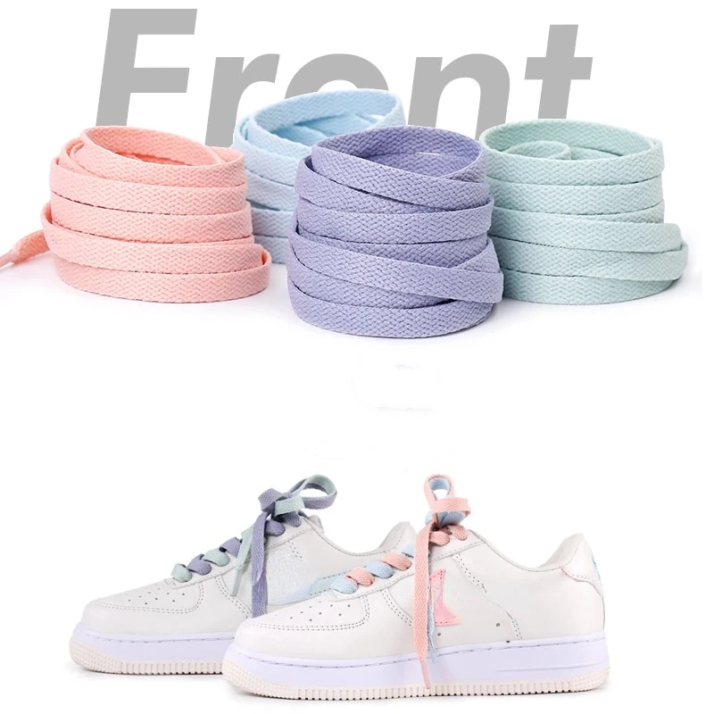 1 Pair 8mm Flat Thicken color candy AF1  Kids  Shoelaces  Basketball Sneakers Sail  Shoe Laces  Shoe Accessories 60/100/120/140