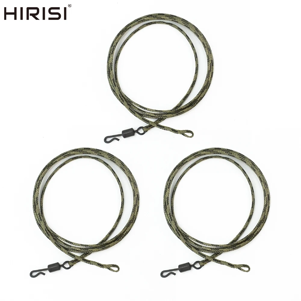 Hirisi 3pcs Carp Fishing Accessories Ready Leadcore Swivels Quick Change 12 Strand Braid Hooklink Carp Helicopter Rig LC212