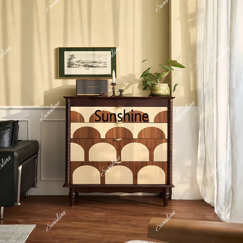 French Vintage Solid Wood Dressing Cabinet Country Storage Drawer Bedroom