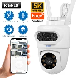 KERUI 10MP PTZ WIFI IP Camera Dual Lens Auto Tracking Dual Wireless Outdoor Surveillance Camera Tuya Smart APP