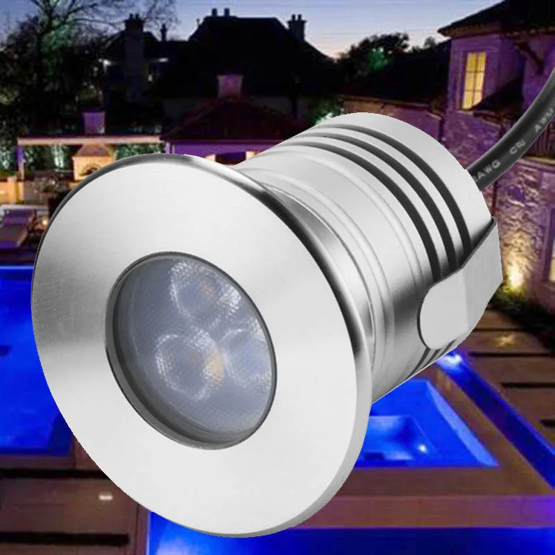 3W Stainless Steel LED Underwater Light IP68 Swimming Pool Waterproof Light DC12V for Fountain Pool Water Garden Aquarium Light