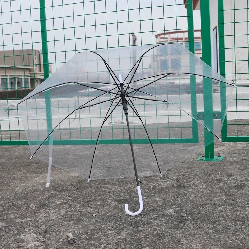 Transparent Poe Automatic Umbrella 8 Open  Popular Export Long Handle Umbrella Available parasol umbrella Suitable for children