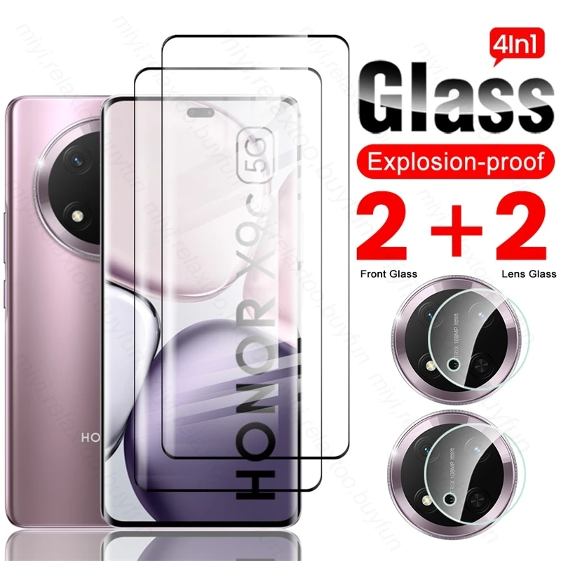 4 In 1 Camera Lens Screen Protector Case for Honor X9c 5G Protective Glass on Honorx9c Honer Honar X 9c X9 c 2024 Tempered Glass