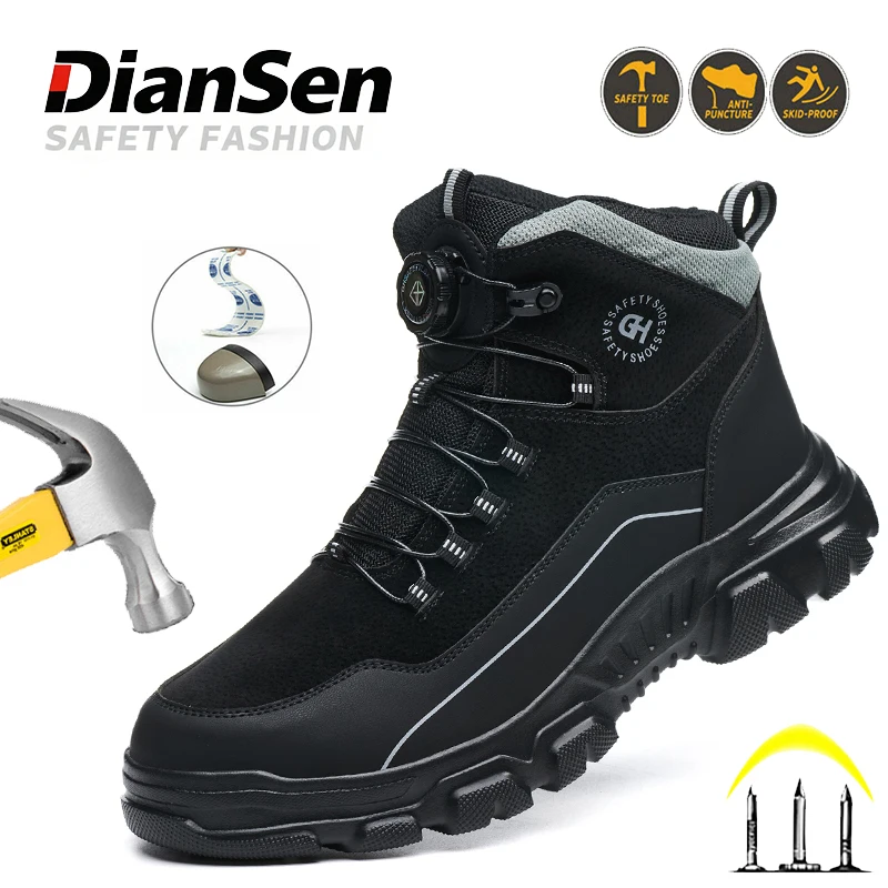 أحذية أمان للرجال أحذية بأزرار دوارة أحذية مضادة للثقب غير قابلة للتدمير أحذية مضادة للحام الساخن أحذية واقية مضادة للسحق للمشي لمسافات طويلة